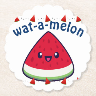 Cute Smiling Kawaii Watermelon Kartonnen Onderzetters