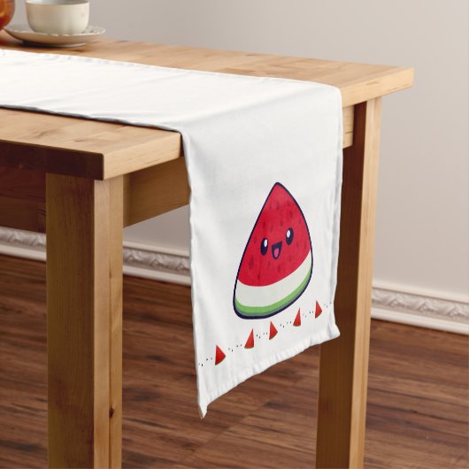 Cute Smiling Kawaii Watermelon Lange Tafelloper (Voorbeeld)