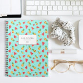 Cute Smiling Kawaii Watermelon & Pineapple Pattern Notitieboek