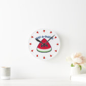 Cute Smiling Kawaii Watermelon Ronde Klok (Huis)