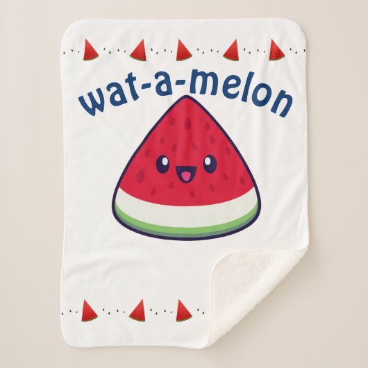 Cute Smiling Kawaii Watermelon Sherpa Deken (Voorkant)