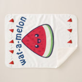 Cute Smiling Kawaii Watermelon Sherpa Deken (Voorkant (horizontaal))