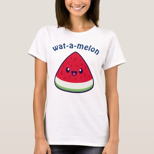 Cute Smiling Kawaii Watermelon T-shirt (Voorkant)