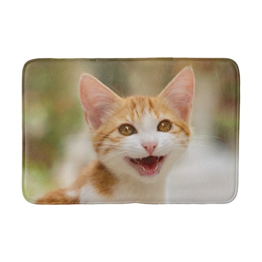 Cute Smiling Kitten Face Funny Cat Meow Foto Badmat (Voorkant)