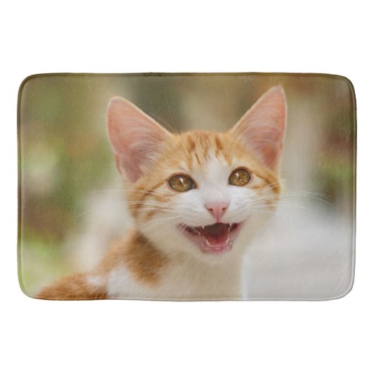Cute Smiling Kitten Face Funny Cat Meow Foto Badmat (Voorkant)