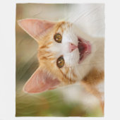 Cute Smiling Kitten Face Funny Cat Meow Foto Fleece Deken (Voorkant)