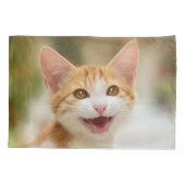 Cute Smiling Kitten Face Funny Cat Meow Foto Kussensloop (Achterkant)