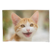 Cute Smiling Kitten Face Funny Cat Meow Foto Kussensloop (Voorkant)