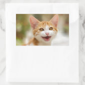 Cute Smiling Kitten Face Funny Cat Meow Foto Rechthoekige Sticker (Tas)