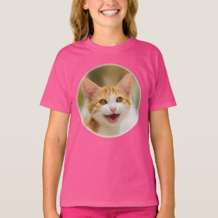 Cute Smiling Kitten Face Funny Cat Meow Foto T-shirt