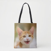 Cute Smiling Kitten Face Funny Cat Meow Foto - Tote Bag (Voorkant)