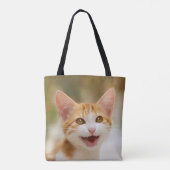 Cute Smiling Kitten Face Funny Cat Meow Foto - Tote Bag (Achterkant)