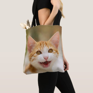 Cute Smiling Kitten Face Funny Cat Meow Foto - Tote Bag