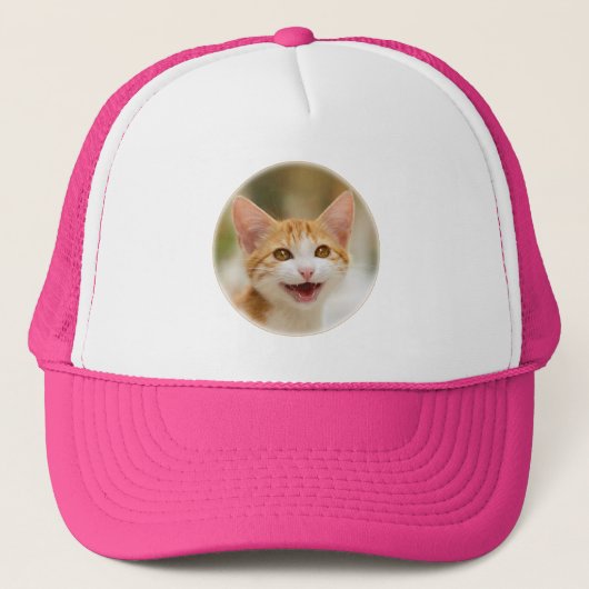 Cute Smiling Kitten Face Funny Cat Meow Foto Trucker Pet (Voorkant)