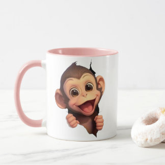 Cute Smiling Monkey Coffee Mug – Adorable Animal Mok