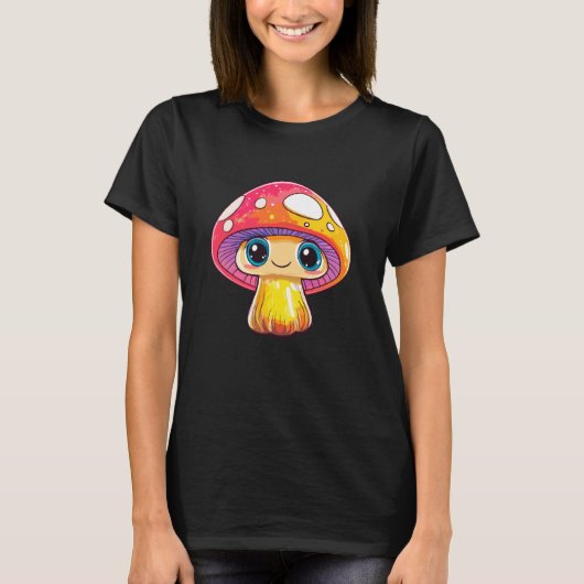 Cute Smiling Mushroom Fantasy Art T-shirt (Voorkant)