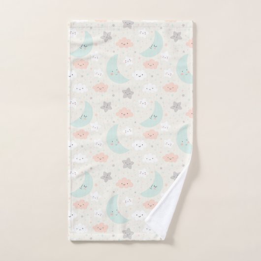 Cute Smiling Pastel Sky Pattern Bad Handdoek (Handdoek)