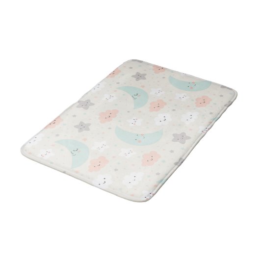 Cute Smiling Pastel Sky Pattern Badmat (Gekanteld)