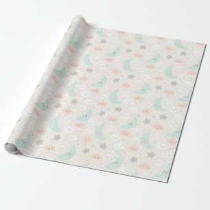 Cute Smiling Pastel Sky Pattern Cadeaupapier