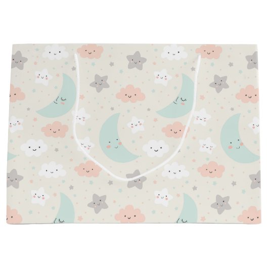 Cute Smiling Pastel Sky Pattern Groot Cadeauzakje (Voorkant)