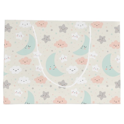 Cute Smiling Pastel Sky Pattern Groot Cadeauzakje (Achterkant)