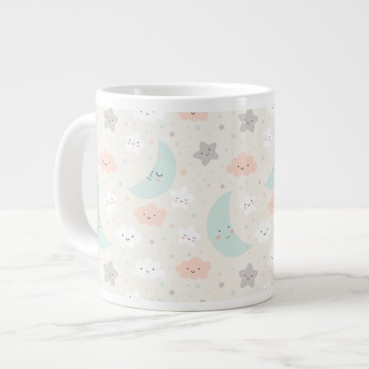 Cute Smiling Pastel Sky Pattern Grote Koffiekop (Links)