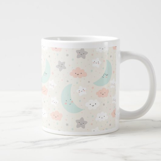 Cute Smiling Pastel Sky Pattern Grote Koffiekop (Rechts)