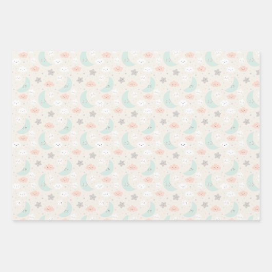 Cute Smiling Pastel Sky Pattern Inpakpapier Vel (Voorkant 2)