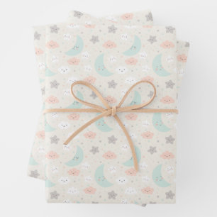 Cute Smiling Pastel Sky Pattern Inpakpapier Vel