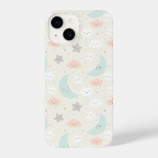 Cute Smiling Pastel Sky Pattern iPhone Hoesje (Achterkant)