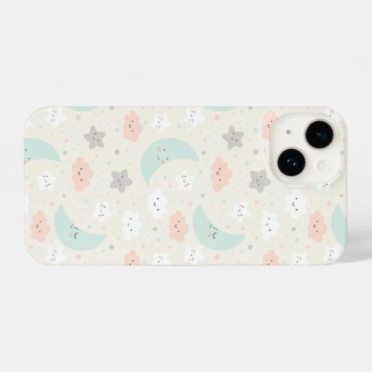 Cute Smiling Pastel Sky Pattern iPhone Hoesje (Achterkant horizontaal)