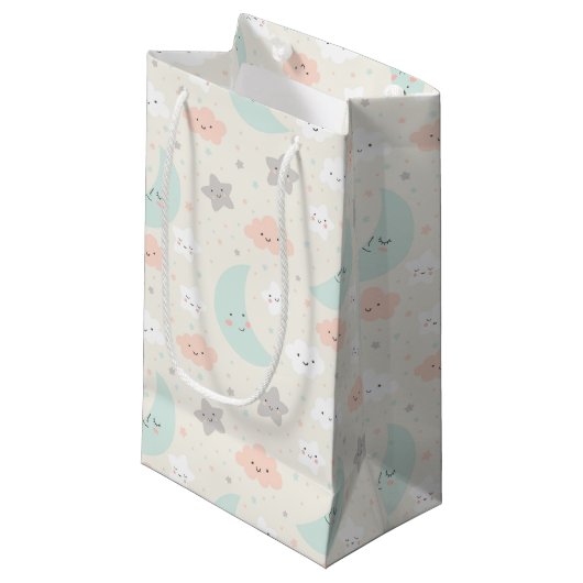 Cute Smiling Pastel Sky Pattern Klein Cadeauzakje (Voorkant Gekanteld)