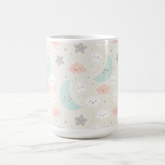 Cute Smiling Pastel Sky Pattern Koffiemok (Center)