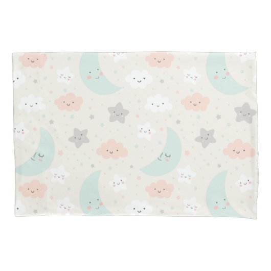 Cute Smiling Pastel Sky Pattern Kussensloop (Voorkant)