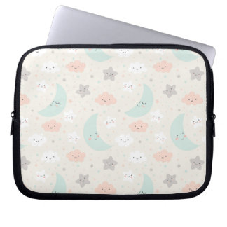 Cute Smiling Pastel Sky Pattern Laptop Sleeve