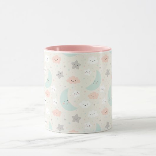 Cute Smiling Pastel Sky Pattern Mok (Midden)