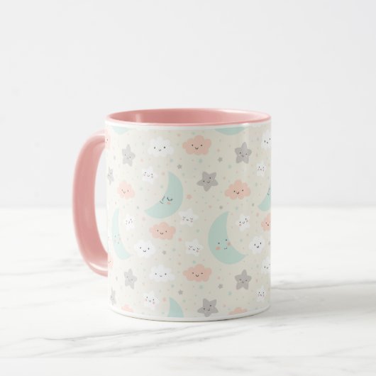 Cute Smiling Pastel Sky Pattern Mok (Voorkant links)