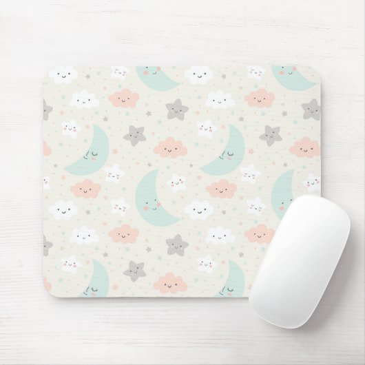 Cute Smiling Pastel Sky Pattern Muismat (Met muis)