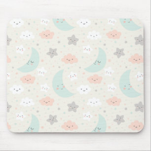 Cute Smiling Pastel Sky Pattern Muismat