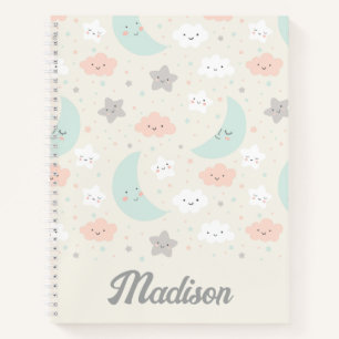Cute Smiling Pastel Sky Pattern Notitieboek