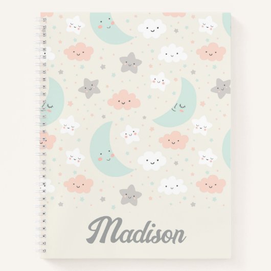 Cute Smiling Pastel Sky Pattern Notitieboek (Voorkant)