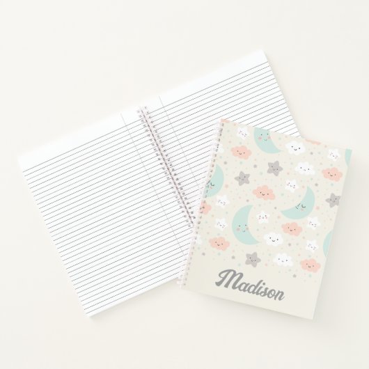Cute Smiling Pastel Sky Pattern Notitieboek (Binnen)