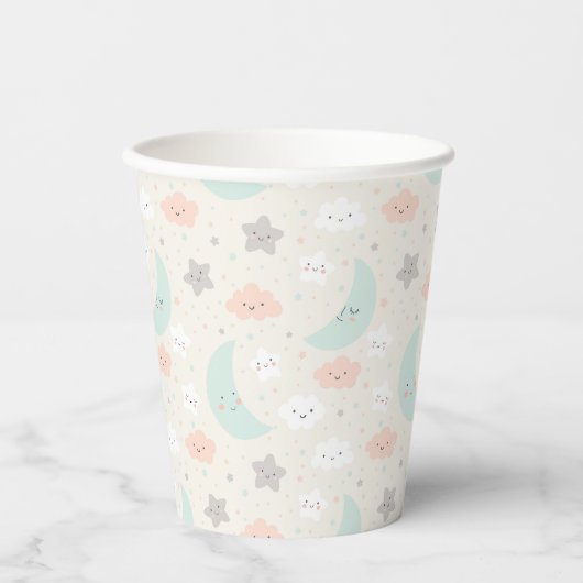 Cute Smiling Pastel Sky Pattern Papieren Bekers (Voorkant)
