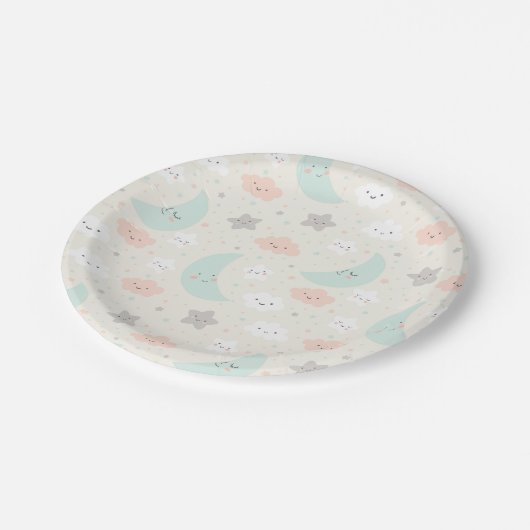 Cute Smiling Pastel Sky Pattern Papieren Bordje (Gekanteld)