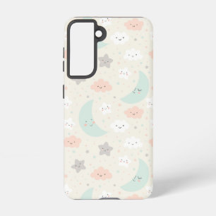 Cute Smiling Pastel Sky Pattern Samsung Galaxy Hoesje