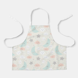 Cute Smiling Pastel Sky Pattern Schort