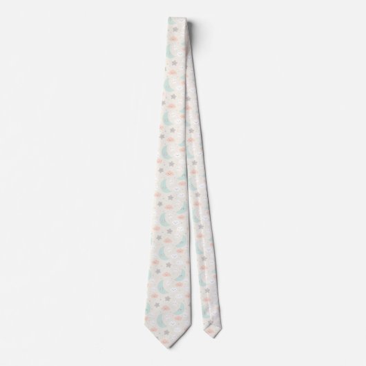 Cute Smiling Pastel Sky Pattern Stropdas (Voorkant)