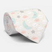 Cute Smiling Pastel Sky Pattern Stropdas (Opgerold)