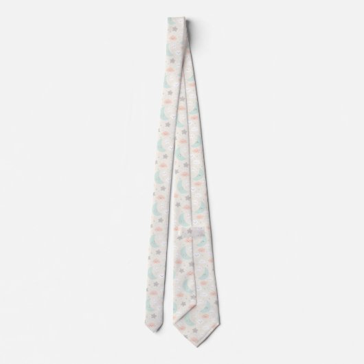 Cute Smiling Pastel Sky Pattern Stropdas (Achterkant)