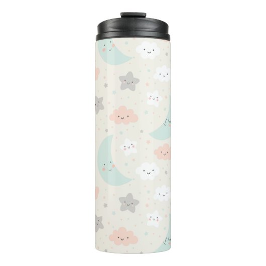 Cute Smiling Pastel Sky Pattern Thermosbeker (Voorkant)